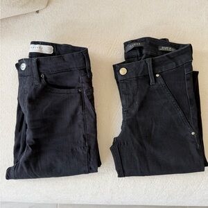 Top Shop & GUESS Black Jeans - Dark Black Denim